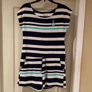 Beach By Exist Navy and White Striped Romper size medium good condition